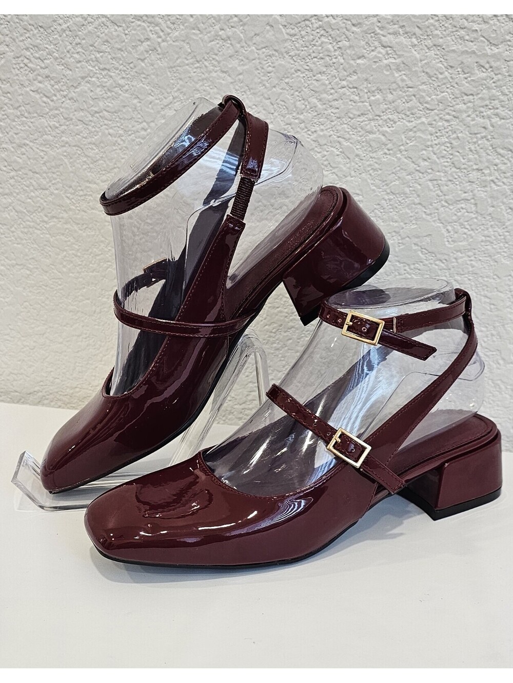 Coutgo Womens Mary Jane Chunky Low Heels Closed Square Toe Pumps Size 6